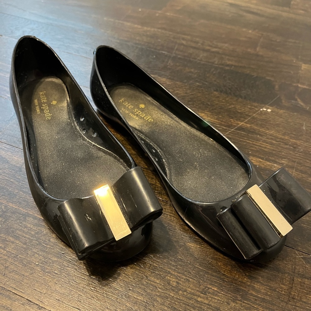 Kate Spade Jelly Bow Flats Black sz 8